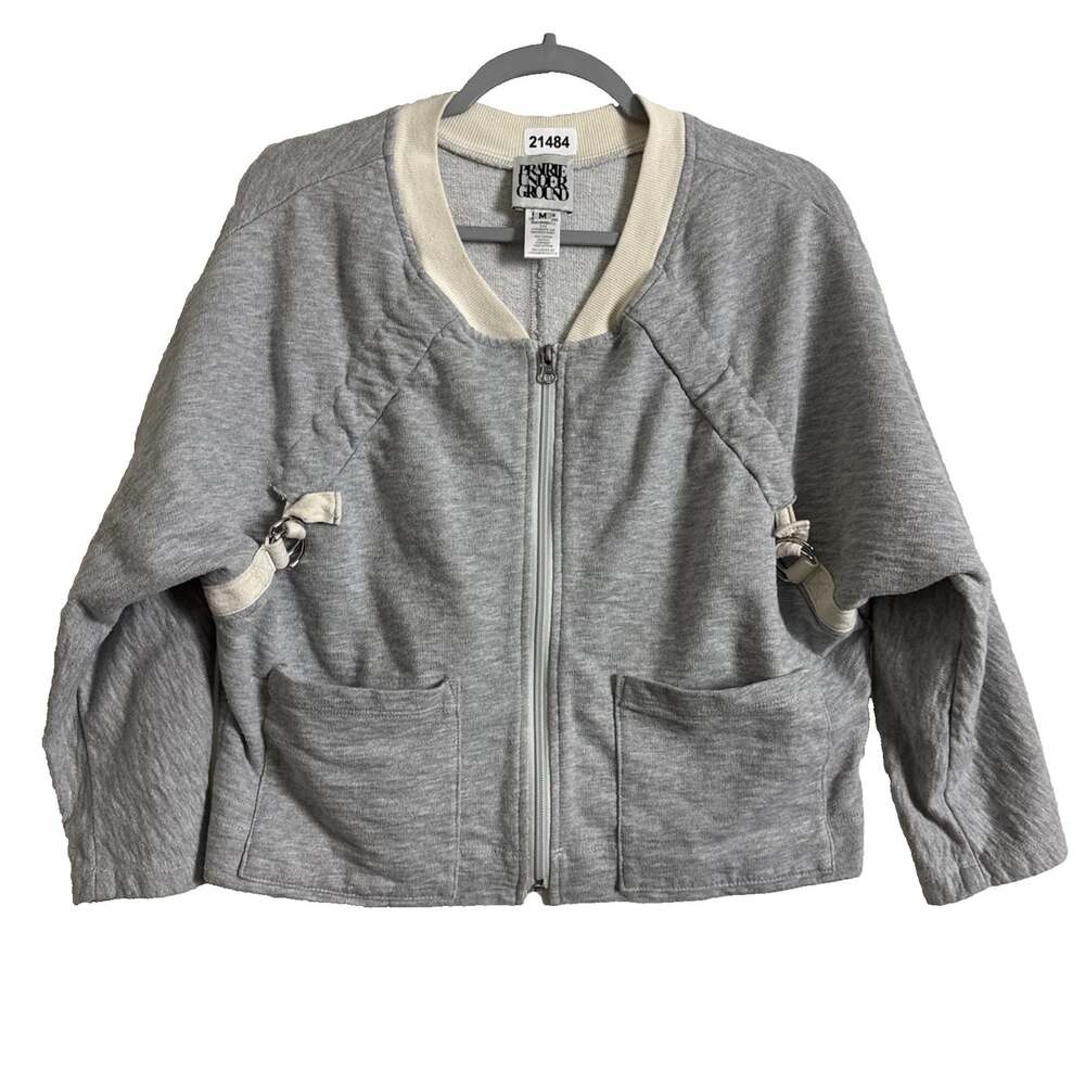 Prairie Underground Women's Medium Gray Full Zip Cropped Buckle Detail Jacket